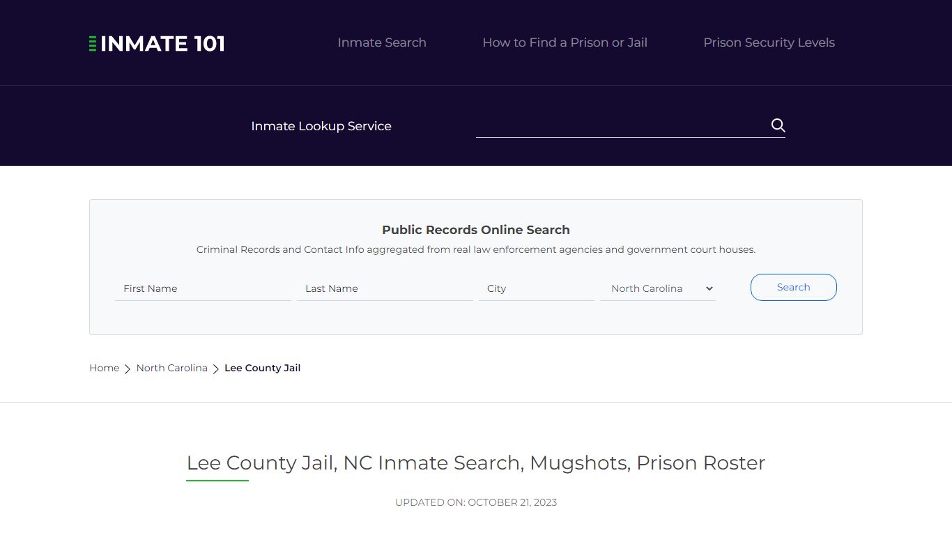 Lee County Jail, NC Inmate Search, Mugshots, Prison Roster