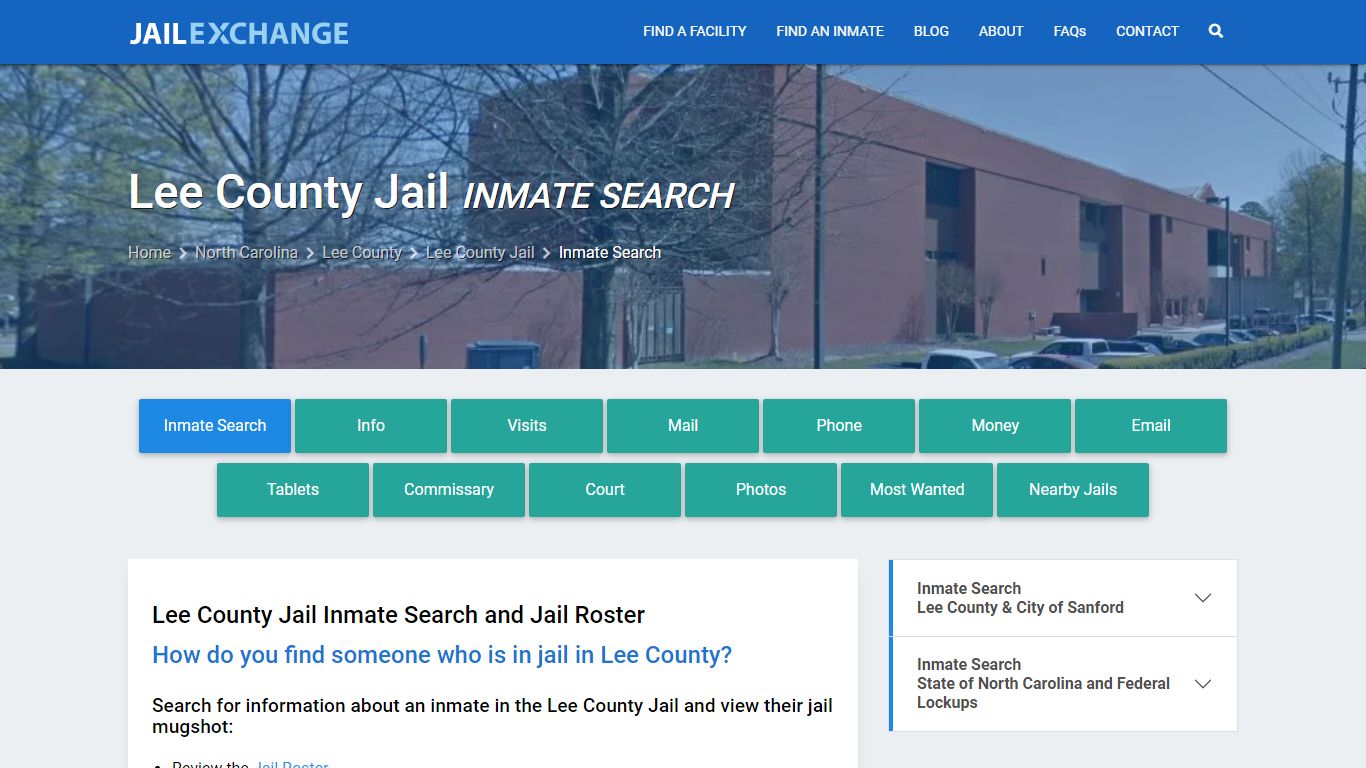 Inmate Search: Roster & Mugshots - Lee County Jail, NC