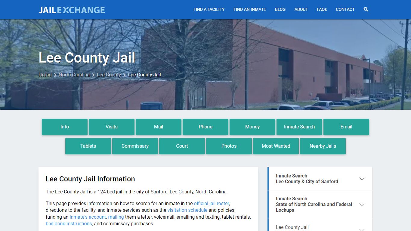 Lee County Jail, NC Inmate Search, Information